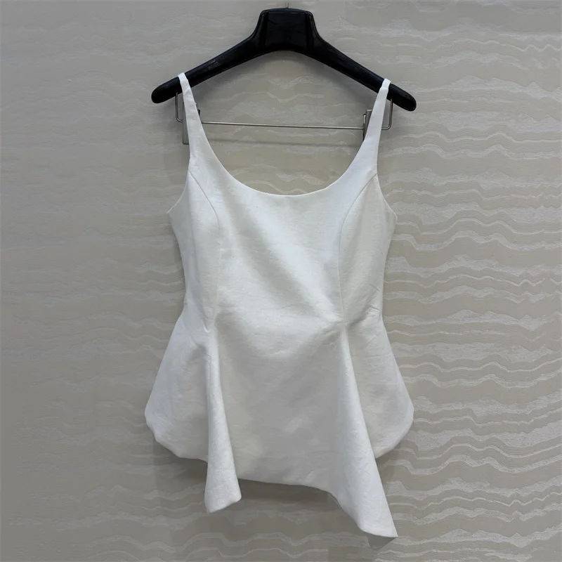 

Women's vest New high-quality linen blend sleeveless top for summer 2026 Irregular slim fit suspender tanks top Women's corset