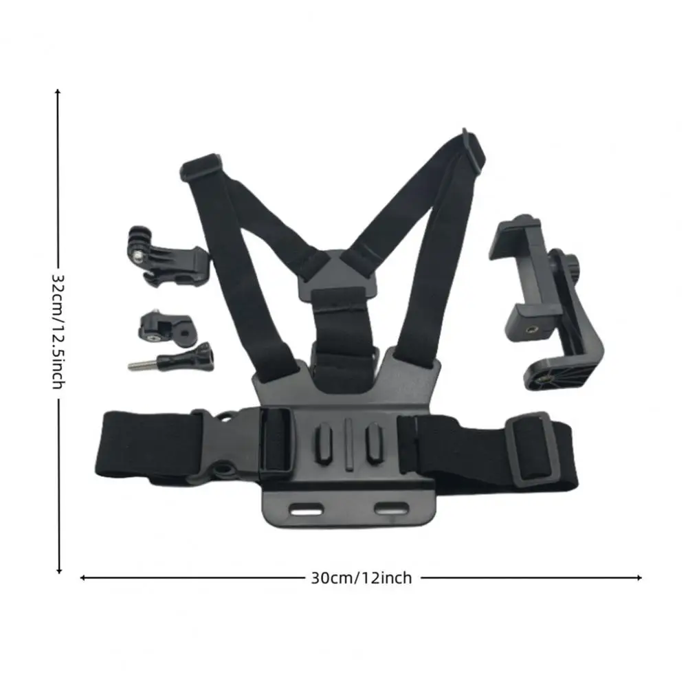 Phone Mount Holder Chest Strap Action Camera Bracket Adjustable Easy to Install 360-Degree Rotation Phone Clip Chest Strap Kit