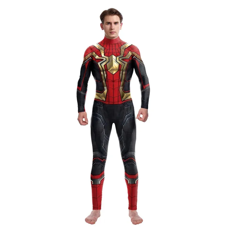 Superhero spiderman Jumpsuit Cosplay Costume Adult Women Men Halloween Carnival Party Tight-fitting Iron Spider Zentai Bodysuit