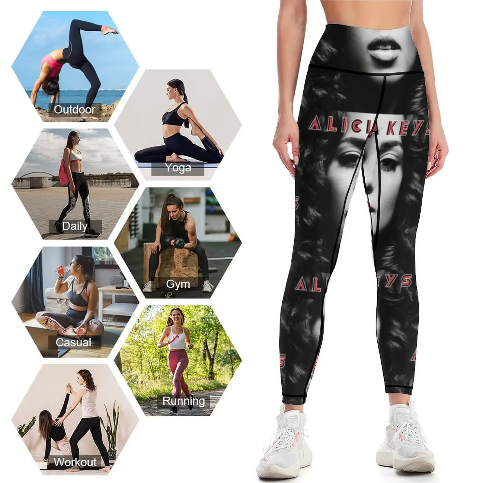 best of alicia keys musician woman Genre: R&B, soul?, ?neo soul Leggings gym's sportswear gym top Women's tights Womens Leggings 4