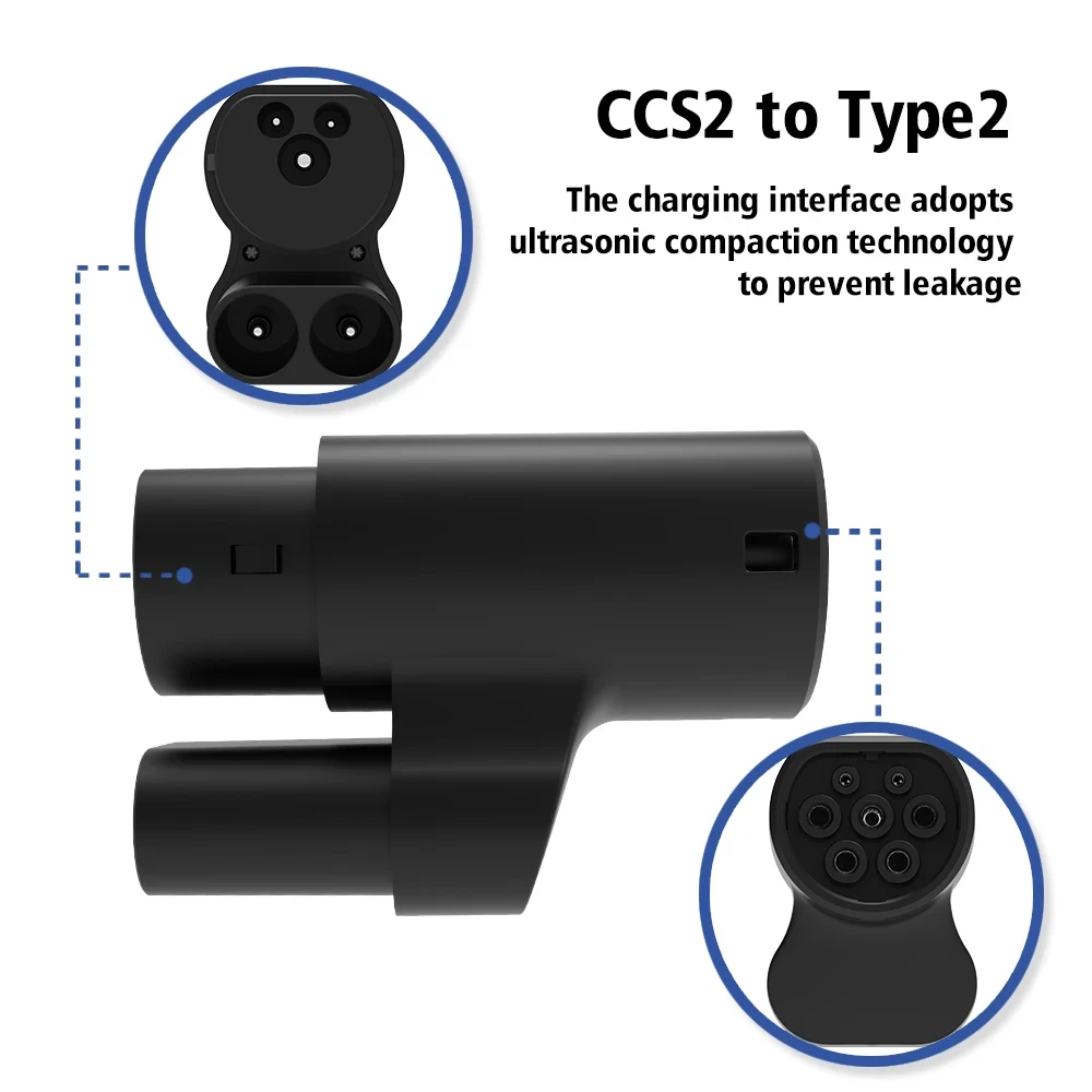 Electric Vehicle Car CCS Combo 2 to Type 2 Charging Adaptor DC 600V IP54 Ev charger Connector Converter Charging Adapterr