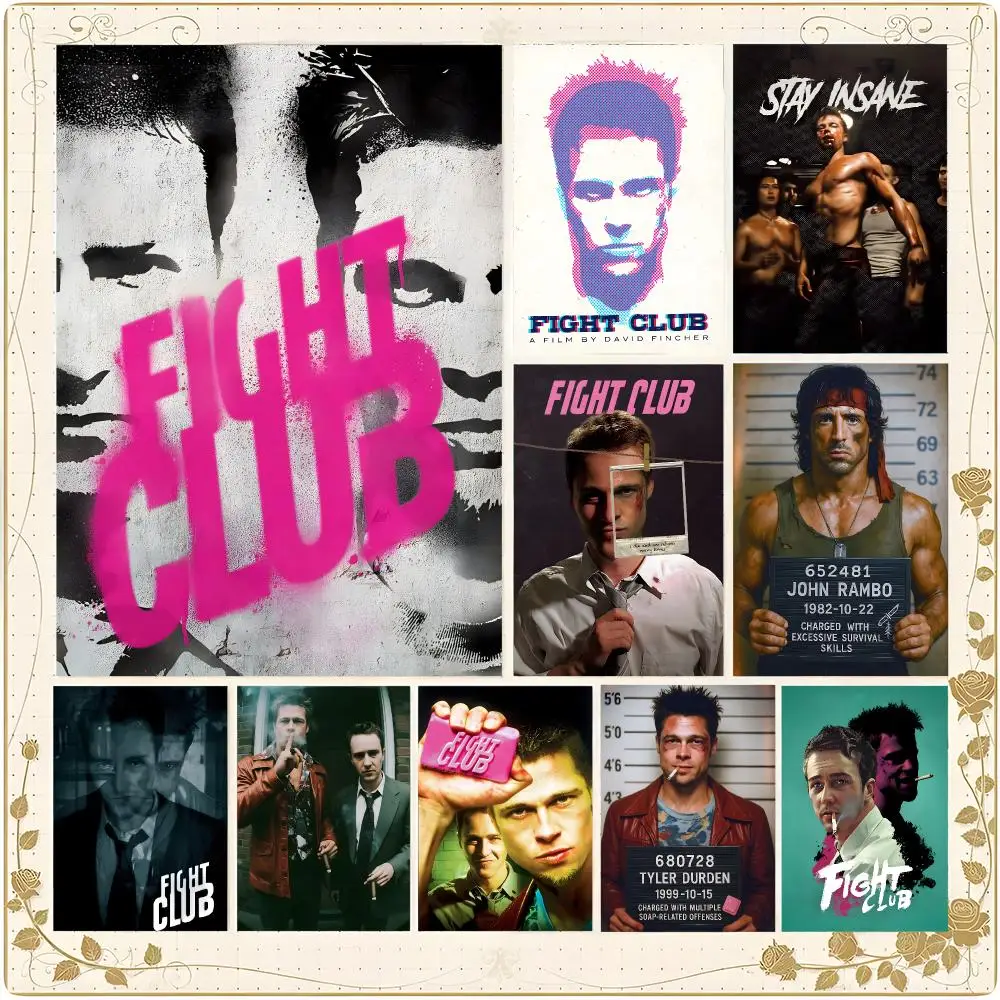 Film Psychological Thriller Fight Club Poster Framed Wall Art Painting for Living Room Interior Decor and Gift Options
