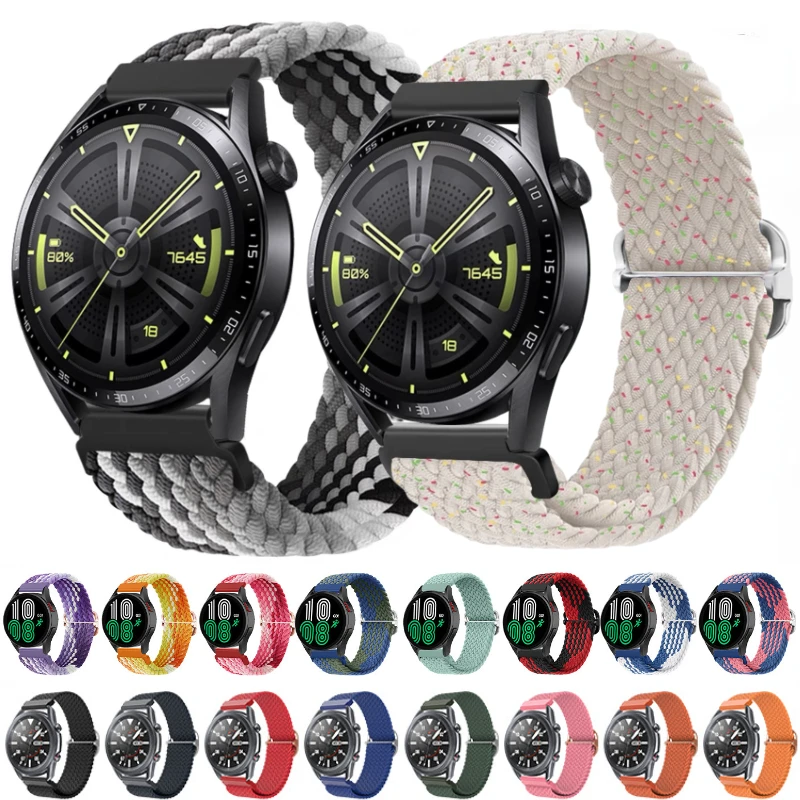 

22mm 20mm Nylon Braided Strap for Samsung Watch 6/5/4 Huawei Watch 4/3/GT3 Loop Bracelet Wristband for Amazfit GTR 4/GTS Correa