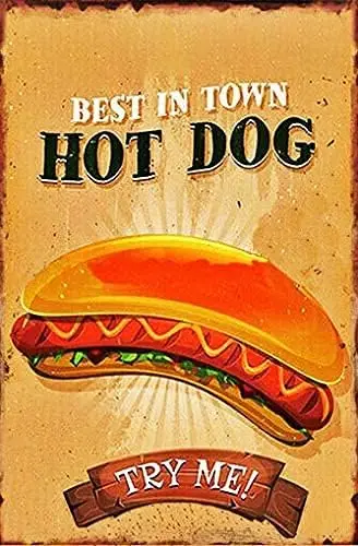 Krouterebs Best in Town Hot Dog Restaurant Snack Vintage Metal Tin Signs Bar Pub Man Cave Novelty Funny Posters Bathroom Re sign