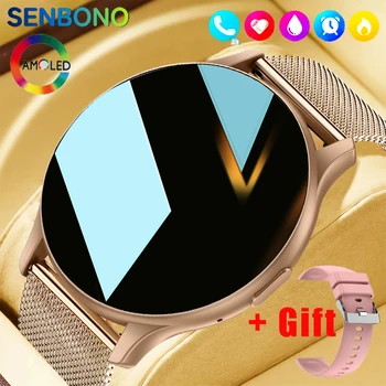 SENBONO Smartwatch Women AMOLED 1.43" HD Screen Always On Display NFC Time Bluetooth Call IP68 Waterproof Sports Smart Watch Men