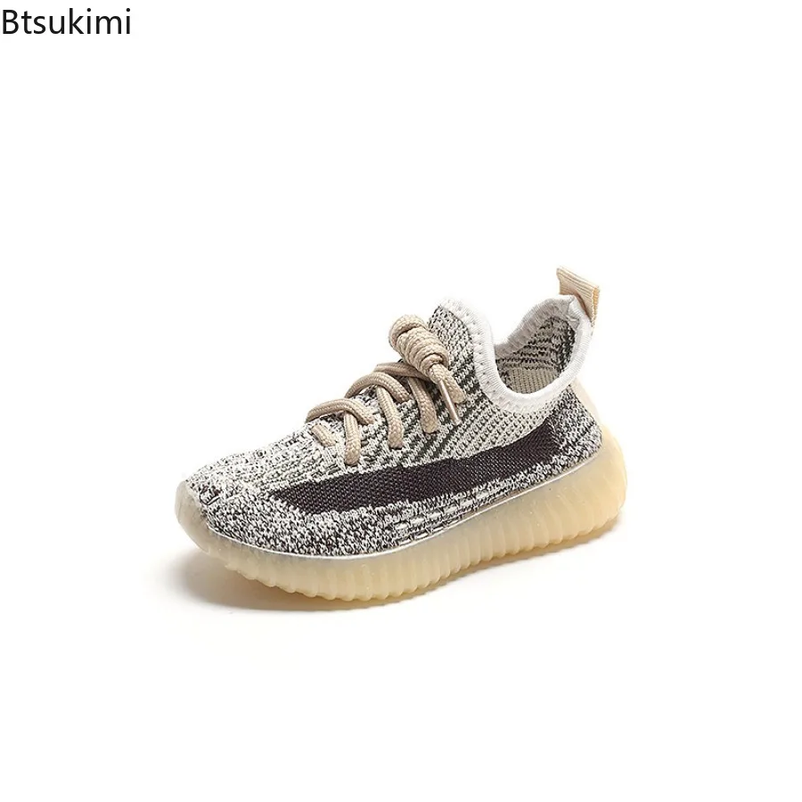 Kids Spring and Autumn Sneakers Soft Breathable Running Knitting Infant Teenage Mesh Sports Boy Girl Lightweight Coconut Shoes - view 5