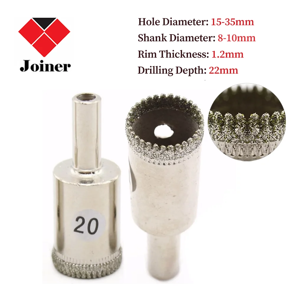 

2Pcs 15-35mm Diamond Fine Tooth Hole Saw Cutter Coated Starrett Tip Drill Bits Tools for Stone Glass Tile Ceramic Marble Granite