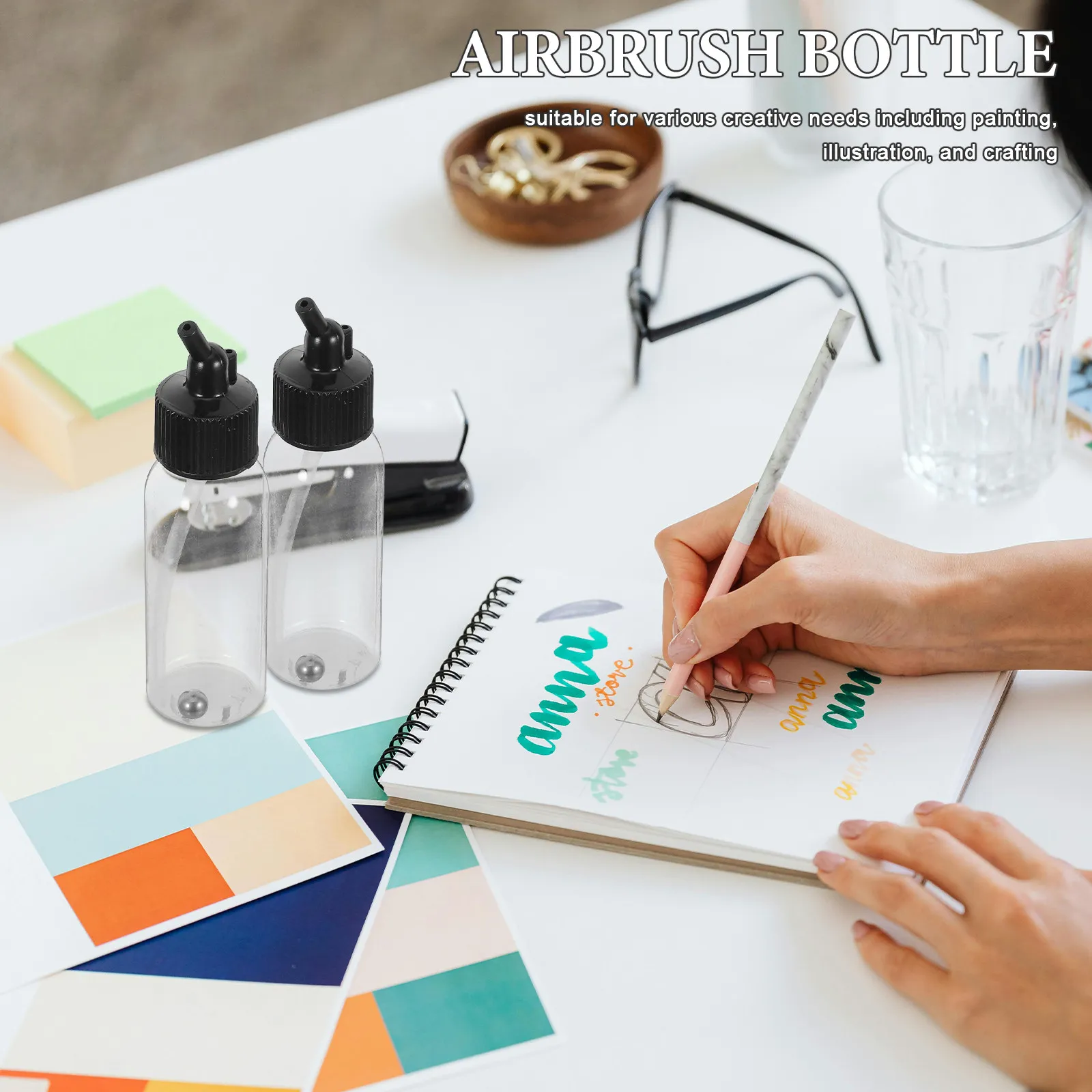 

10Pcs Airbrush Paint Bottles Siphon Feed Sealed Caps for Craft Airbrush Kit Accessories 30Ml