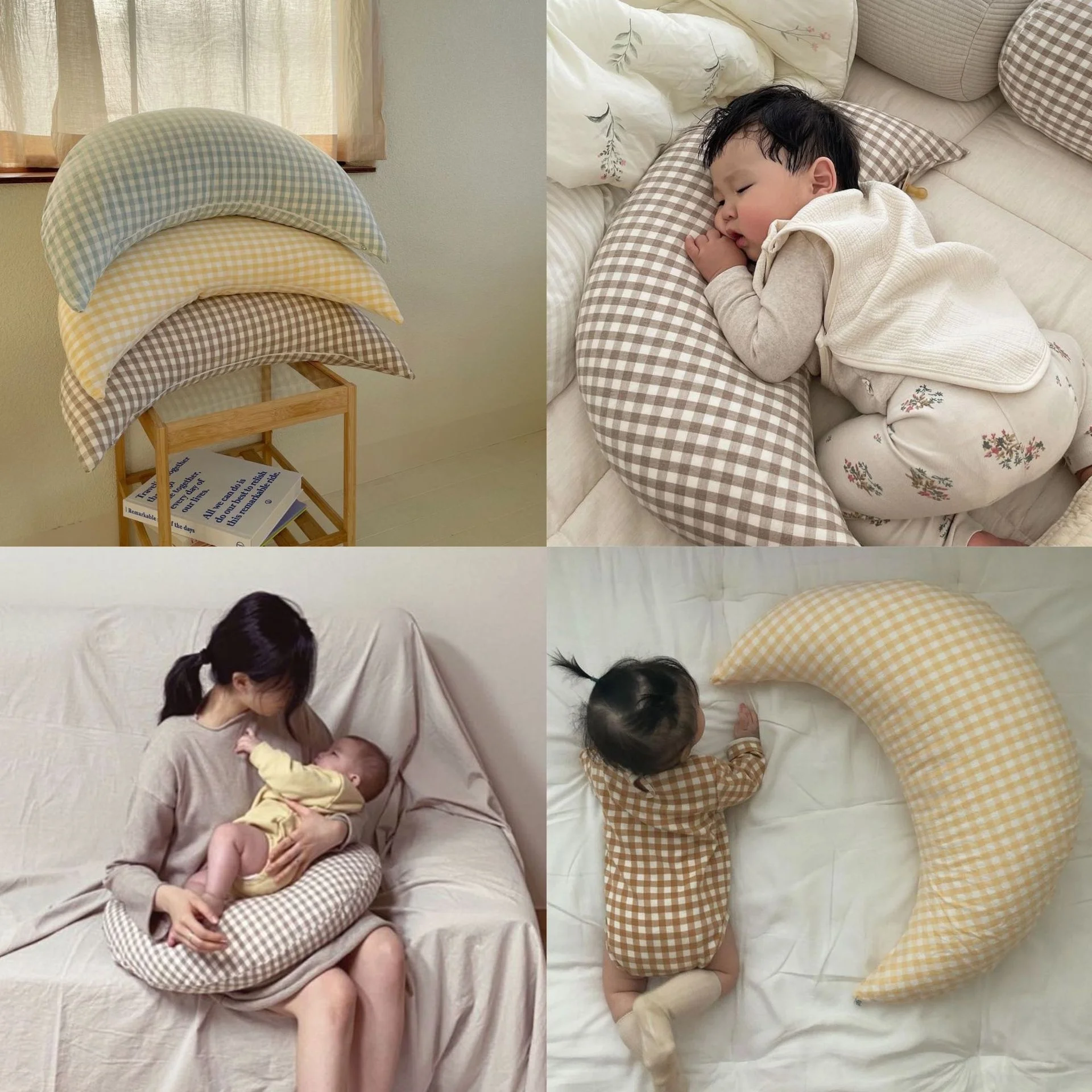 Newborn Baby Posing Pillow Moon Shape Infant Nusing Pillow Crib Bumper Room Decoration Pillow for Pregnant Women