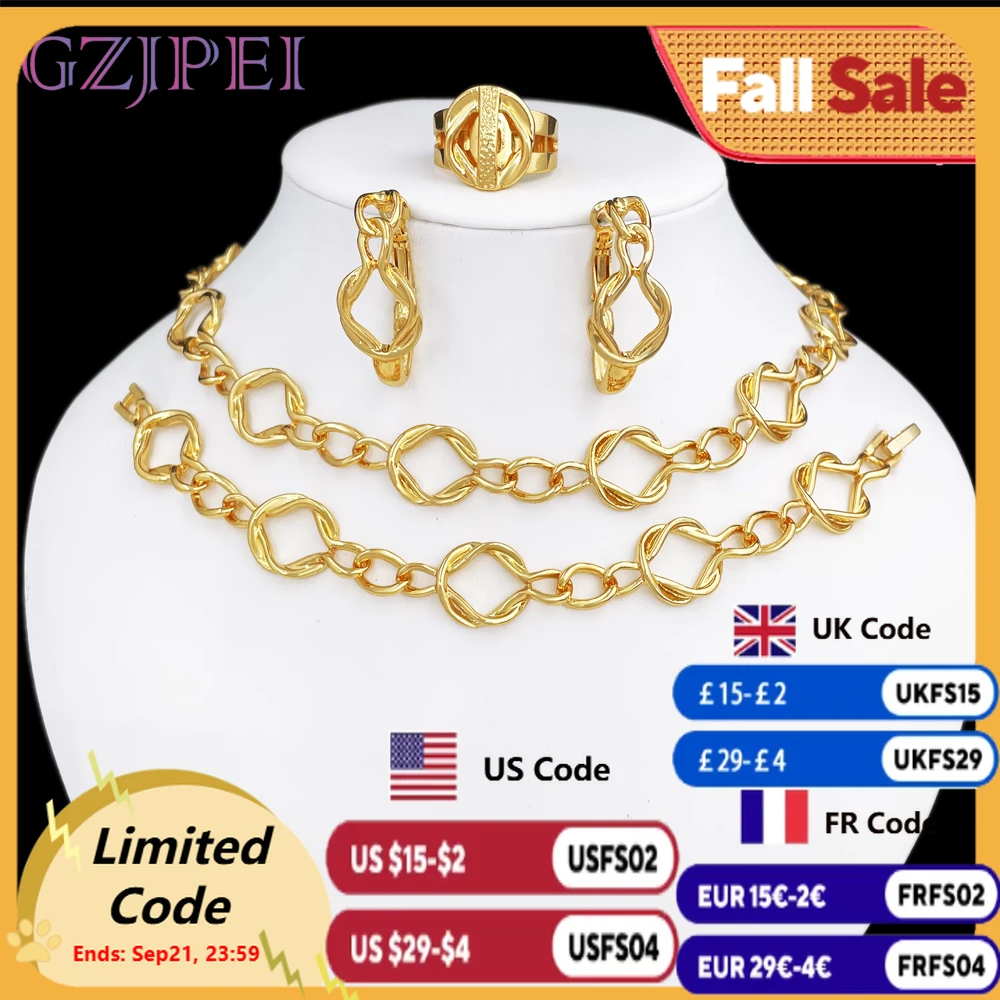 

Minimalist Style Women Jewelry Set Choker Set Two Tone Design Round Necklace Earrings Bracelet And Ring Nigeria Trending
