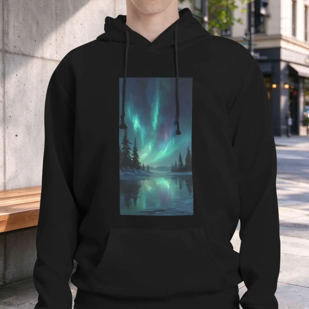 Aurora Forest Starry Night Scene Hoodies Men Women Casual Pullover Sweatshirts Fashion Long Sleeve Clothing Autumn Winter