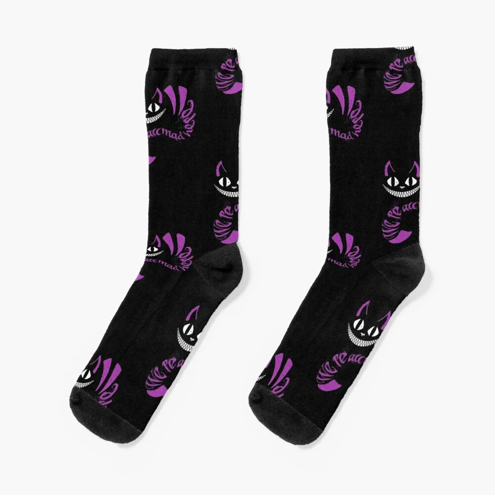 We're All Mad Here Socks winter Rugby Socks Woman Men's