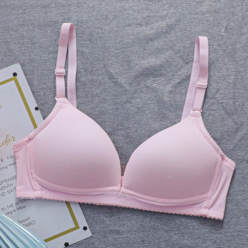 New Solid Color Wireless Comfortable Girl Underwear Adjustment Bra High School Students Development Period Bra 14 16 18 Years