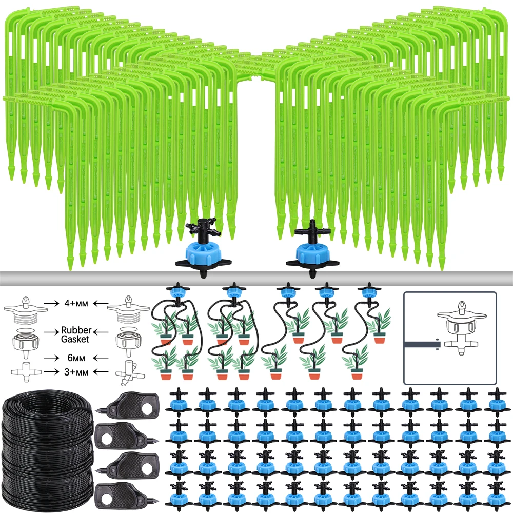

Система капельного полива с шлангом 100-10 м, 1/8 дюйма, передатчик капельного света со стрелкой, адаптер 2/4-Way, капельницы 2 л, 4 л, 8 л, бонсай, теплица для газона
