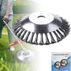 6/8 Inch Upgrade Weed Brush Cutter Head Lawn Mower Universal Grass Trimmer Head Steel Wire Wheel Brush Disc Garden Trimmer Heads