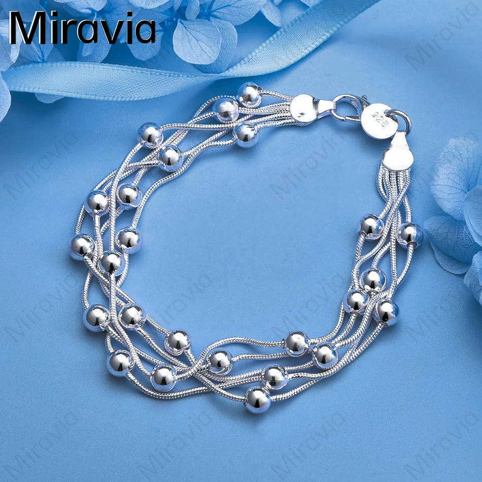

Miravia 925 Sterling Silver Five-Line Beaded Bracelet Charm Fashion Personality Women Party Gift Wedding Jewelry