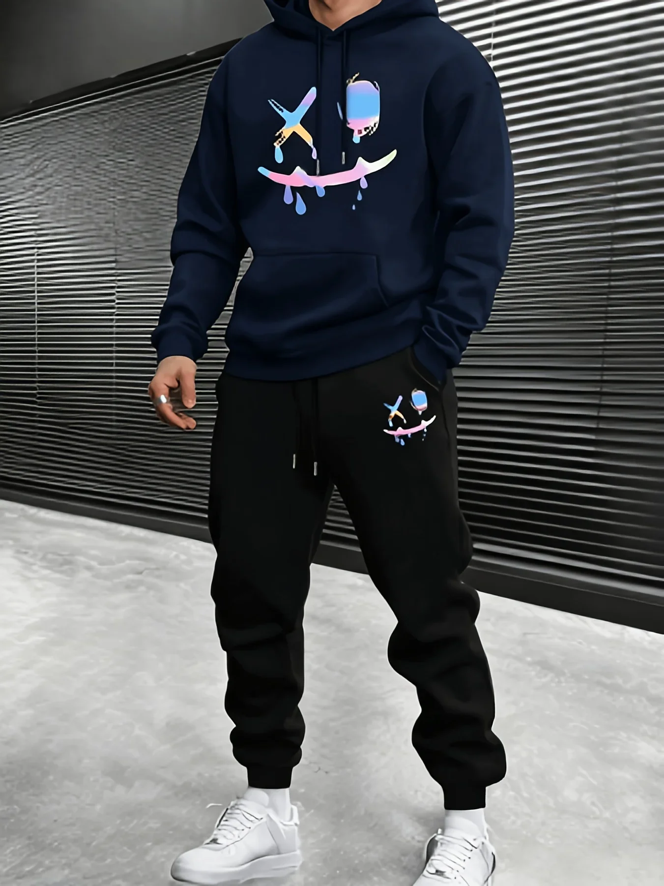 2026 XO Printed Sportswear Set Men's Hooded Sweatshirt Long Pants Set Spring and Autumn Winter Warm Suit