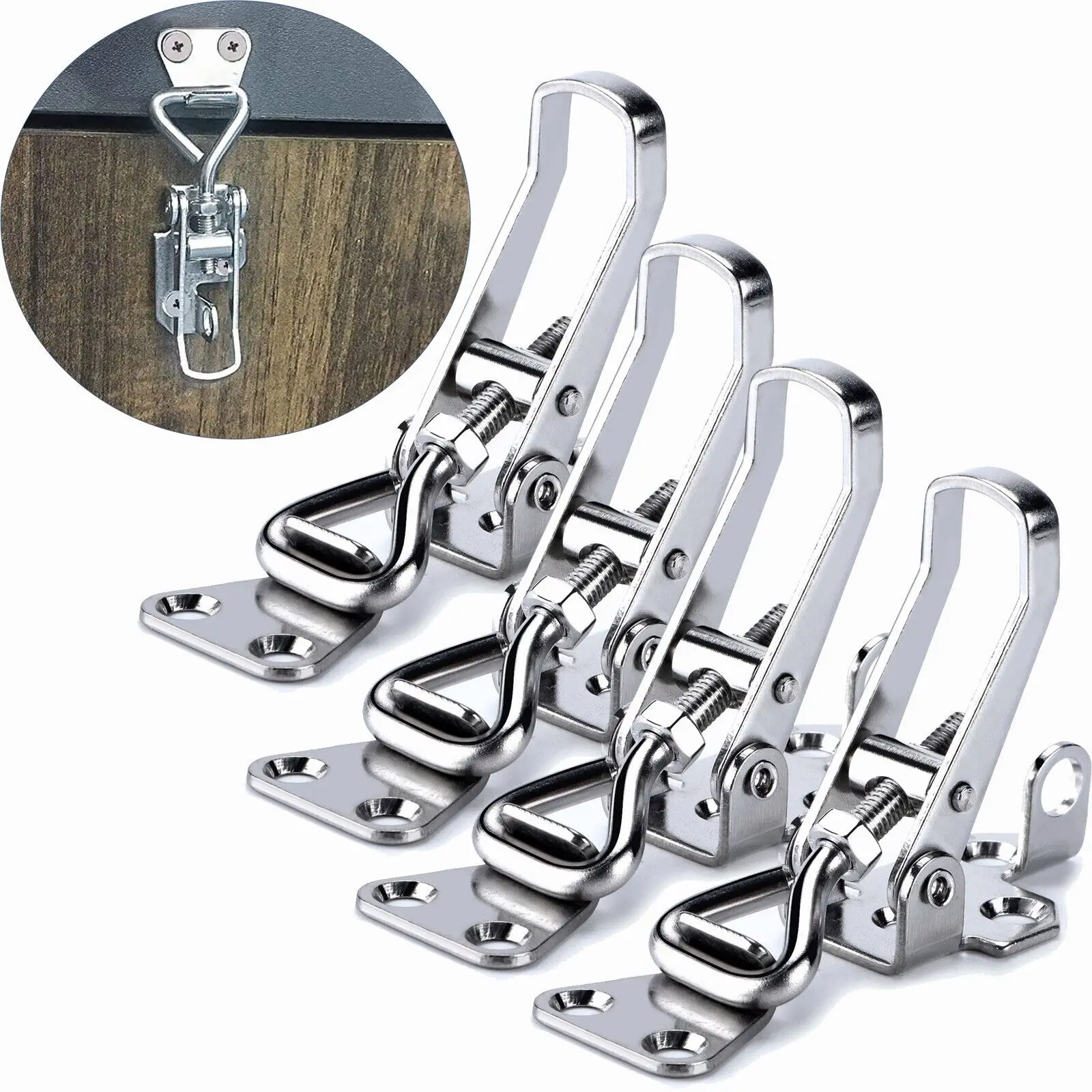 Boat Accessories 4 Pieces Cabinet Boxes Lever Handle Toggle Catch Latch Lock Clamp Hasp 26.5X75 mm