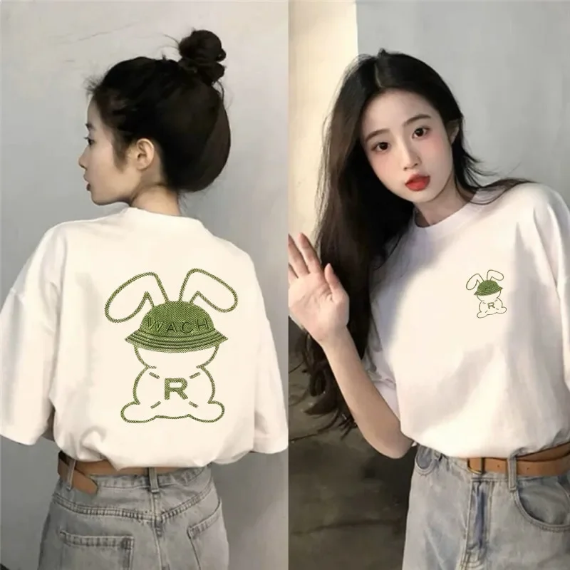 

Fashion trend women's T-shirt short sleeved summer new Harajuku loose round neck close fitting shirt plus size top