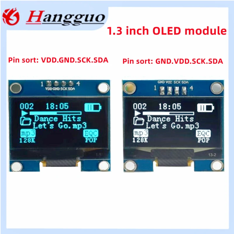 

5PCS/Lot 1.3-inch OLED display module 12864 LCD oled display module 4-pin iic interface sh1106