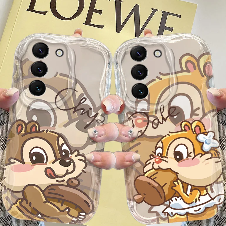 Disney Chip an' Dale Cream Phone Case For Samsung A 23 21 20 15 14 13 11 10 05 04 03 02 Core S E 4G 5G Funda Shell Soft Cover