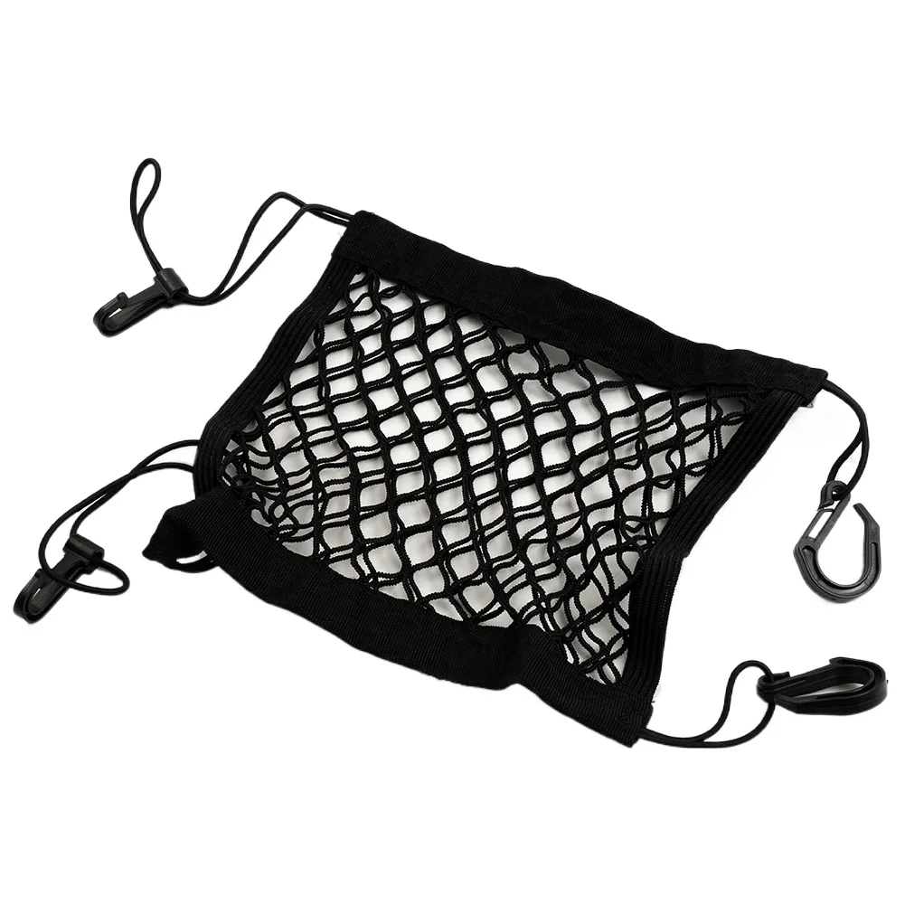 

1pc Motorcycle ATV Luggage Net Hook Hold Bag Cargo Bike Scooter Mesh Storage Bag Black Bungie Edge Nylon Mesh 23cmx30cm Bungee