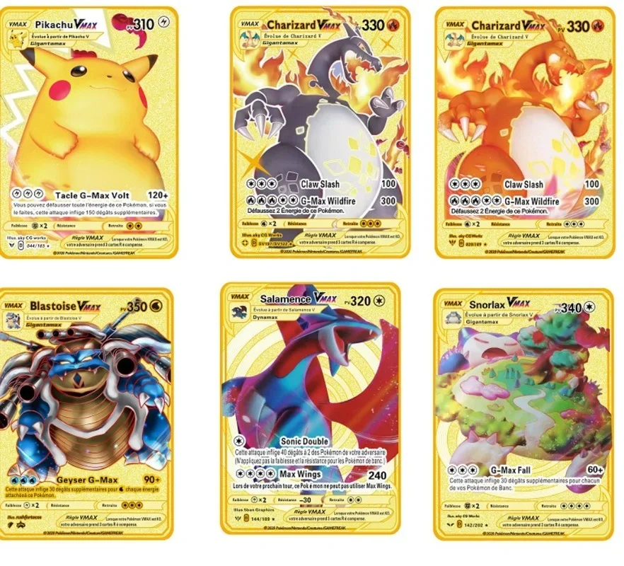 1pcs Pokemon Metal Trading Cards Game Spanish Trading Cards Battle Cards Pikachu Charizard