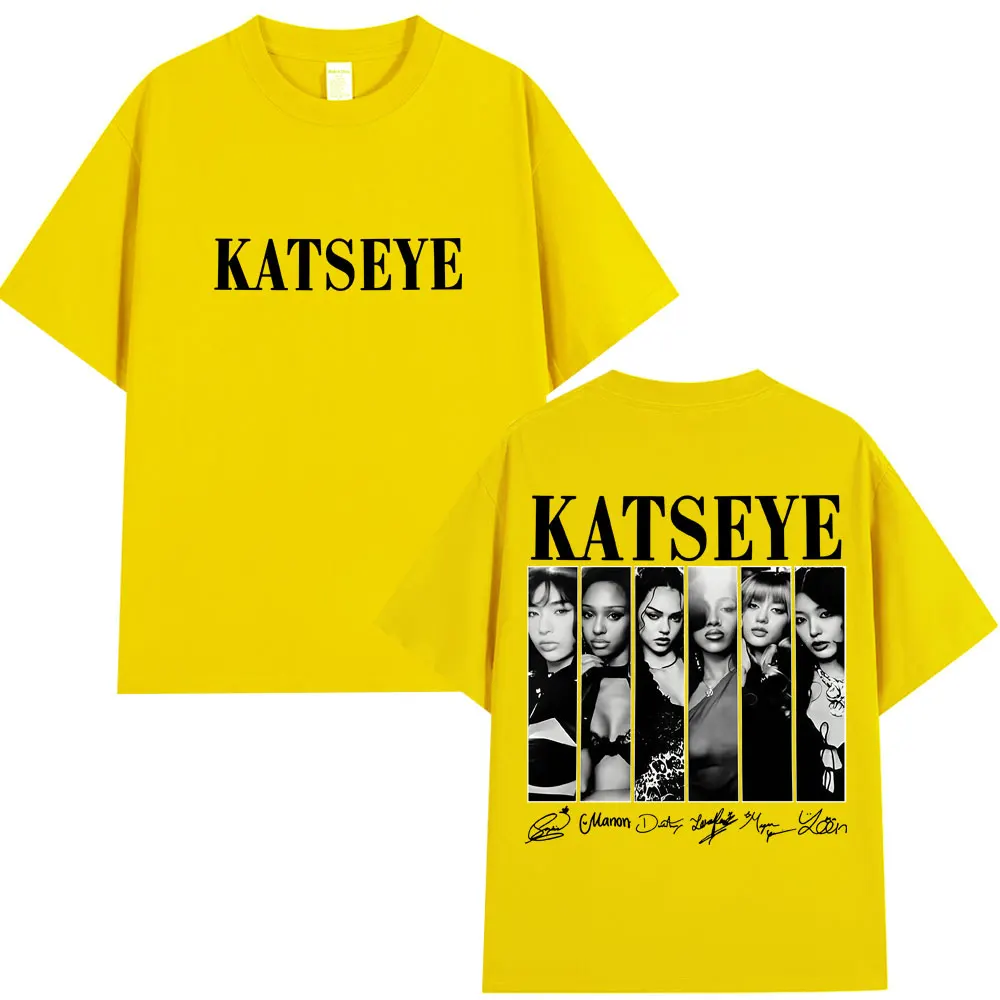 Vintage Koreaanse Stijl Katseye Grafische T-shirts Kpop Mannen Vrouwen Populaire T-shirt Mode Harajuku Kawaii T-shirt Y2K Kleding 