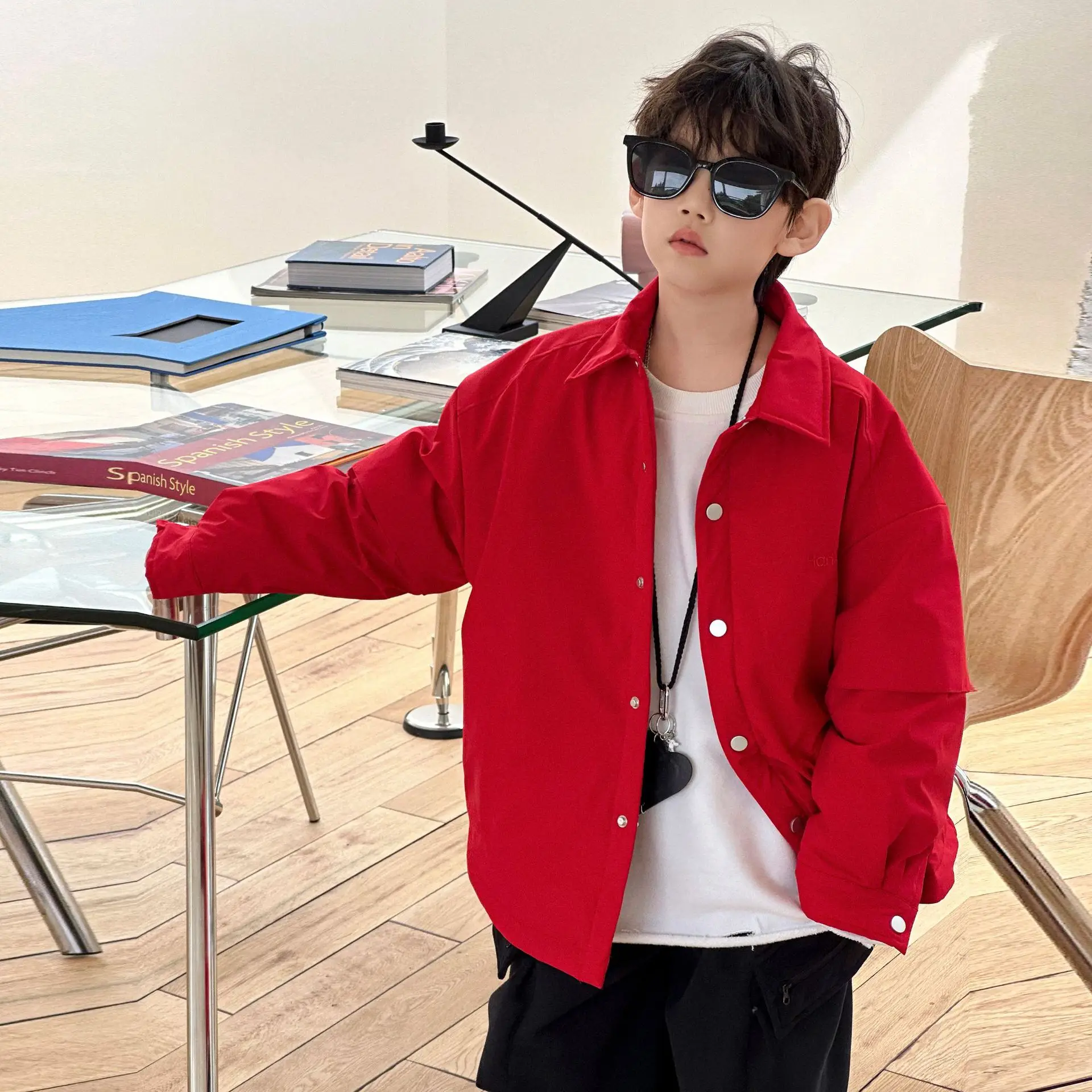 

Children Clothes Boys Autumn and Winter Coat Thick Cotton 2025 New Korean Style Versatile Warm Solid Color Fashion Coat