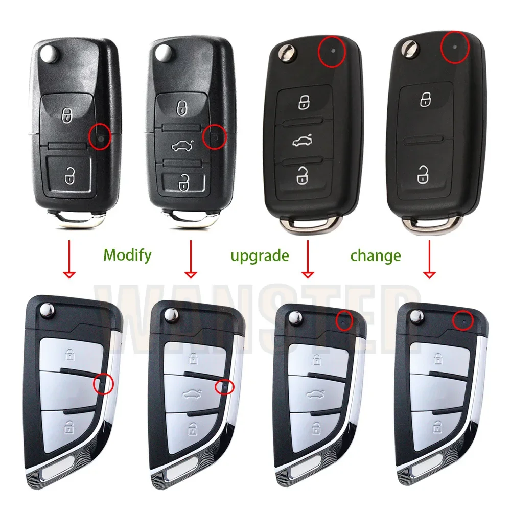 Car Key Fob Case Shell Housing for Vw B5 for Volkswagen Beetle/Caddy/Passat/Golf/Jetta/Polo/Scirocco/Tiguan/Touran/Skoda/Seat