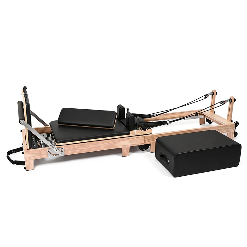 

New High Quality Adjustable Portable Home Use Durable Rubberwood Foldable Pilates Reformer for Pilates Studio and Health