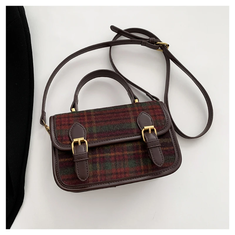 PU Soild Satchels Shoulder Bags Hasp Plaid Fashion Handle Bags for Ladies on Sale 2024 High Quality Bolsa De Ombro Feminina