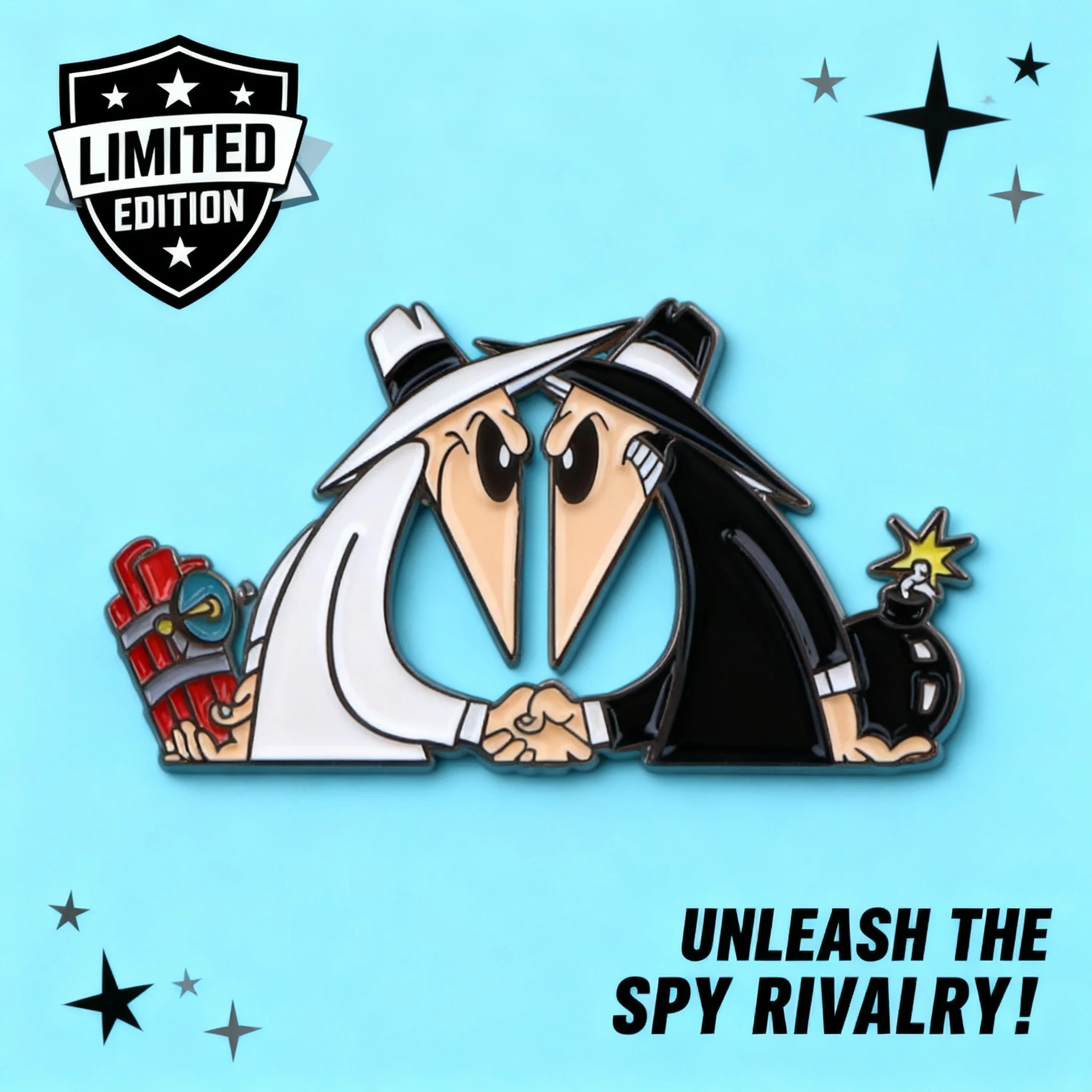 Pin de Esmalte Preto e Branco Tema Espião vs Espião, Broche para Mochila, Jogo, Lapela e Vestuário, Presente para Amigos, Brinquedo Espião