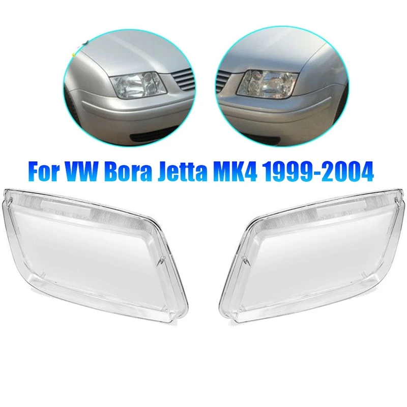 1Pair Front Headlight Lens Cover Lampshade Shell Parts For VW Bora Jetta MK4 1999-2004 Car Head Light Lamp Glass Case Housing