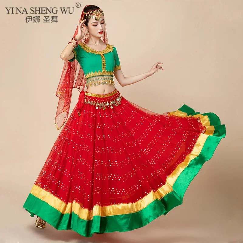 Indian Dance Belly Dance Costumes Swinging Skirts Group Dance Performance Costumes Adult Women Oriental Dance Costumes