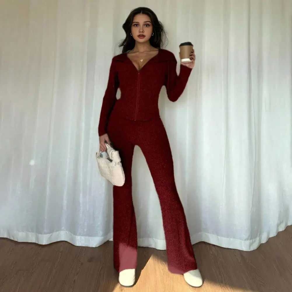 

Women Tracksuit Spring And Autumn Women's Casual Solid Color Loose Hooded Sweatshirt+High Waist Pants Set Sports Trouser Suit