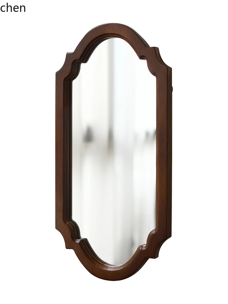YXY Retro Decorative Mirror Solid Wood Bathroom Mirror Living Room Wall-Mounted Wall Surface Bathroom