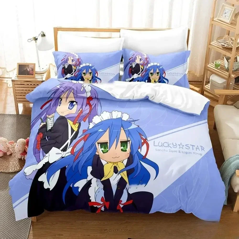3D Anime Konata Izumi Lucky Star Printed Bed Set Duvet Cover Pillowcase Bedding Set Linen Sheet Quilt Cover Full Queen King Size