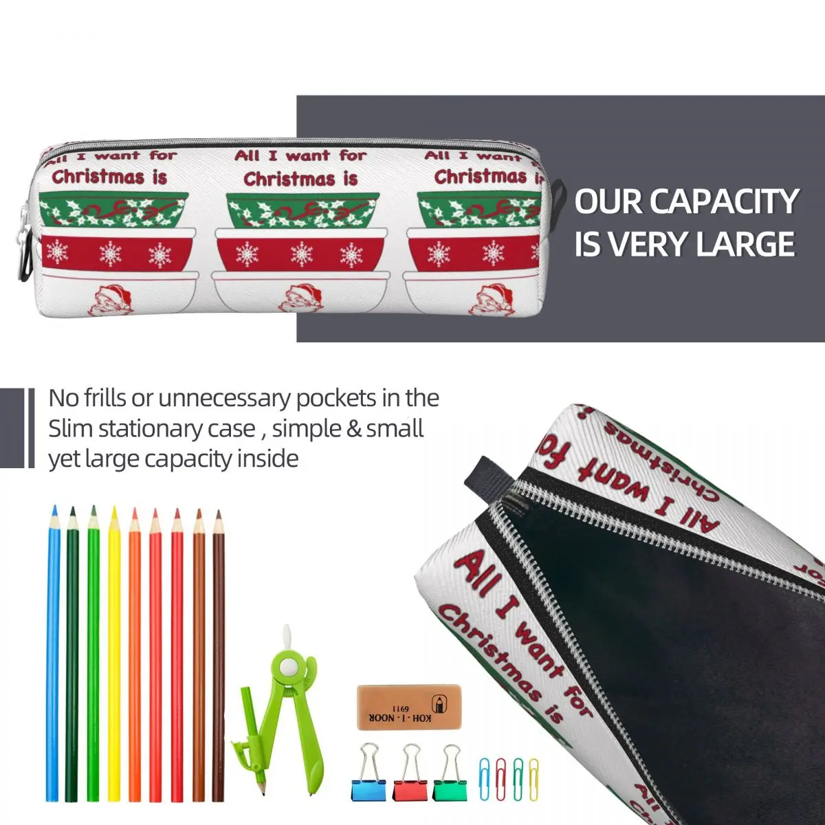 عيد الميلاد بيركس مقلمة سعة كبيرة أكياس القلم صندوق القلم للبنين بنات مدرسة مكتب قلم رصاص الحقيبة حقيبة مستحضرات التجميل