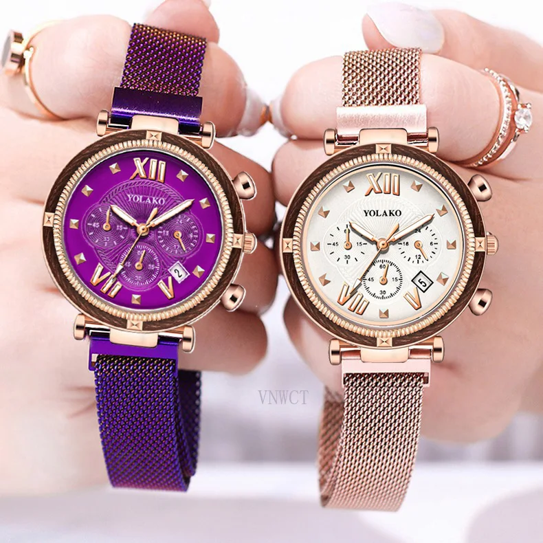 Luxury Women Watch Lucky flower Female Wristwatches Magnetic Mesh Band Rose Woman Watch Bracelet Montre Femme Reloj Mujer