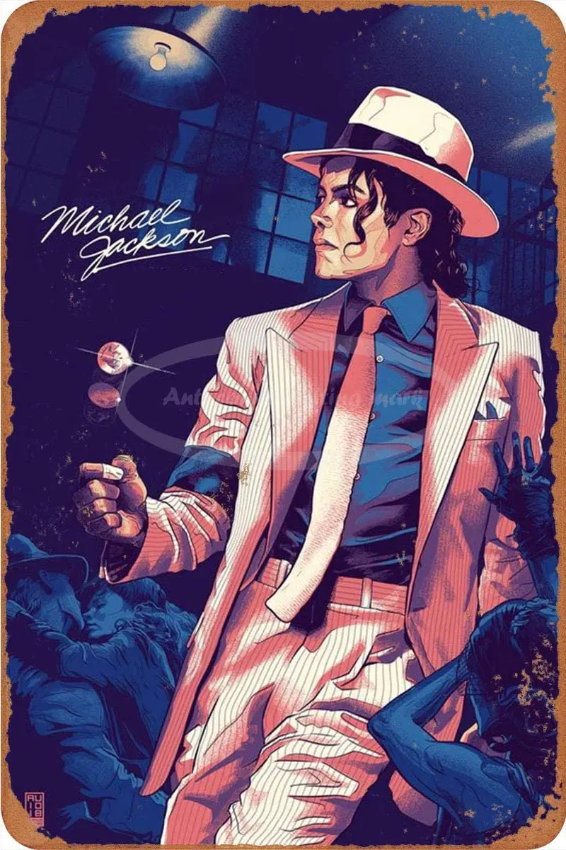 Vintage Tin Sign  Michael Jackson  Retro Metal Signs Poster Iron Painting Plaque Wall Decor for Bar Cafe Home Garage