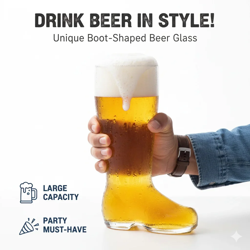 

Boot Shaped Drinking Glass Large Capacity Transparent Mug for Beer Milk Coffee Cold Beverage Creative Gift Cup for Men Party Use