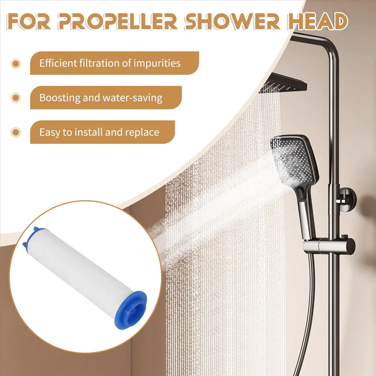 A72P 10Pcs Turbo Fan Shower Head Filters--Used for Propeller Driven Handheld Shower Head High Pressure - Shower Head