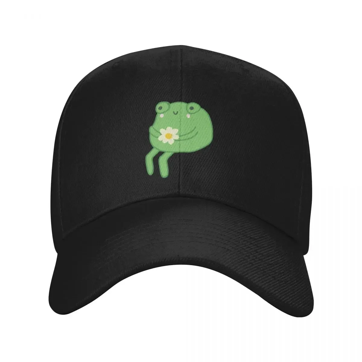 Frog Birthday Cake Meme - Cute Cottagecore Aesthetic Frog - Depressed Frogge -Toad Sitting with Flower - Funny Sad Baseball Cap