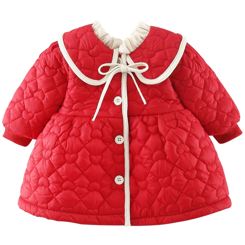 Autumn Winter Jackets Newborn Girls Clothes Korean Cute Princess Doll Collar Toddler Snowsuit Kids Coat Baby Clothing BC1359-1