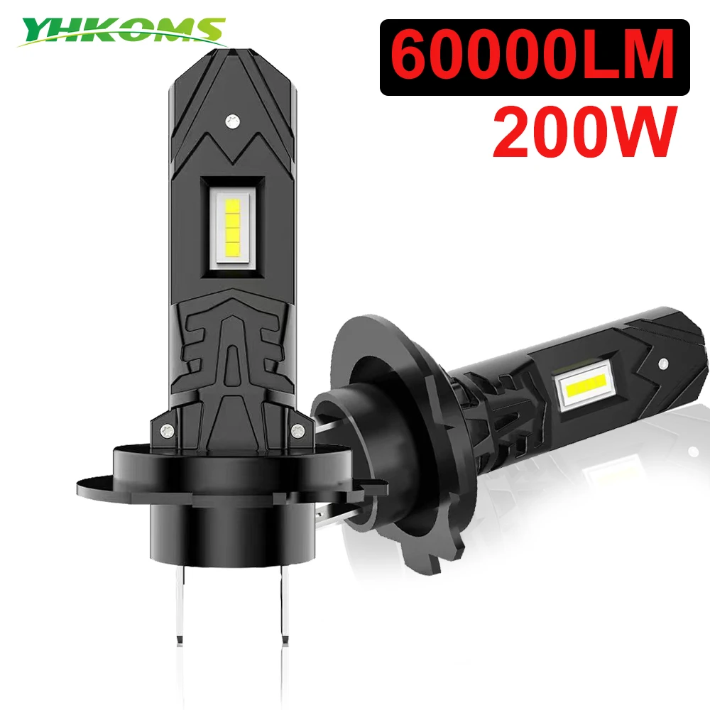 

YHKOMS 2Pcs H7 LED 200W High Power H7 Socket LED Car Headlight Turbo Bulb 6000K 60000LM CSP Chip Mini Led Light Plug & Play