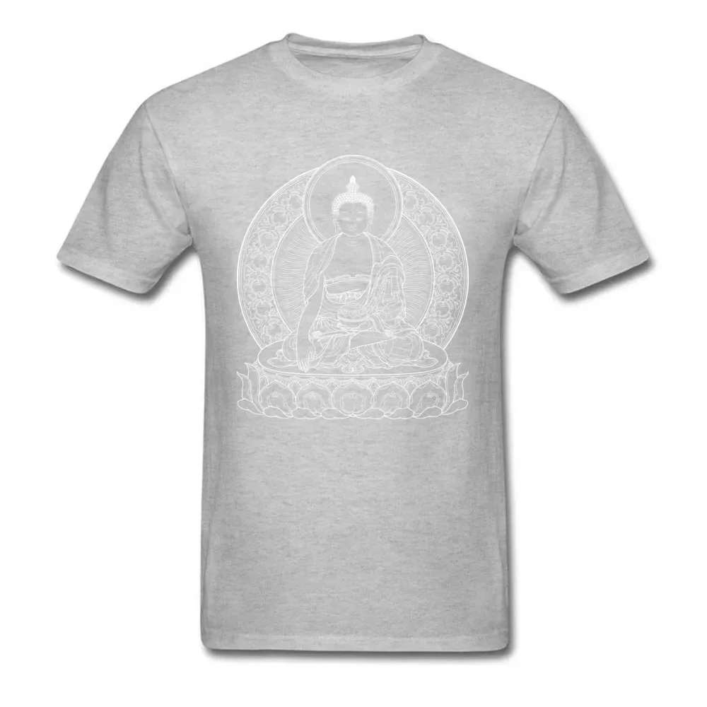 Men T-shirt BUDDHA OUTLINES Black White Cotton Tshirts Crew Neck T Shirt Casual Short Sleeve Tops Tees