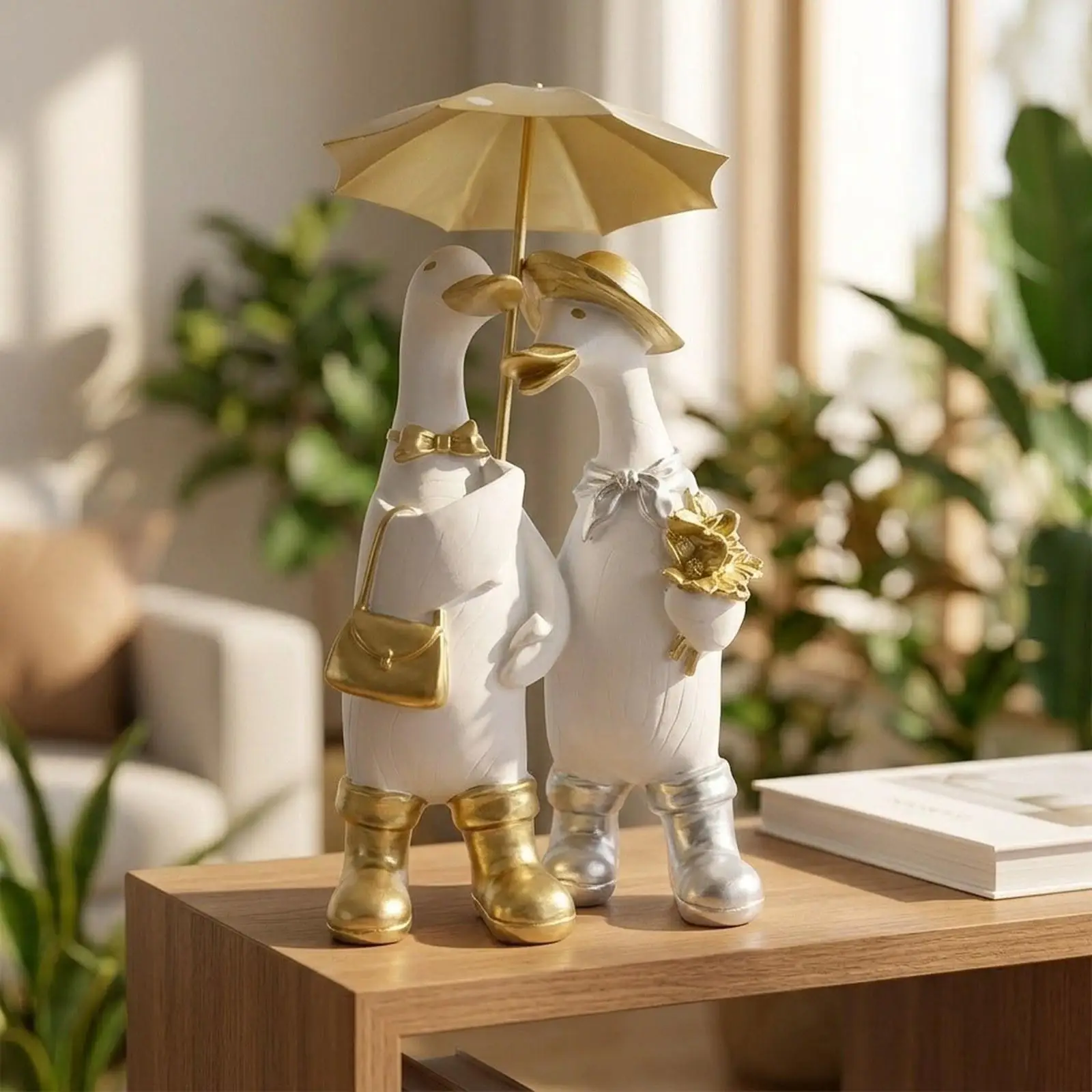 Lifelike Duck Statue Resin Animal Ornament Tabletop Sculpture for Home Balcony Living Room Bedroom Creative Gift Decoration view 5