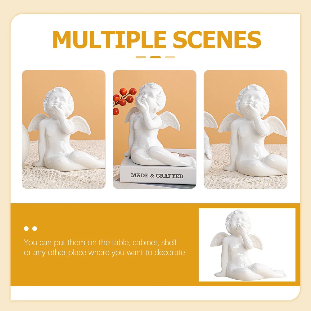 

Elegant Ceramic Angel Home Decor Piece for Desktop Tabletop Shelf Display European Craft Room Bedroom Decoration