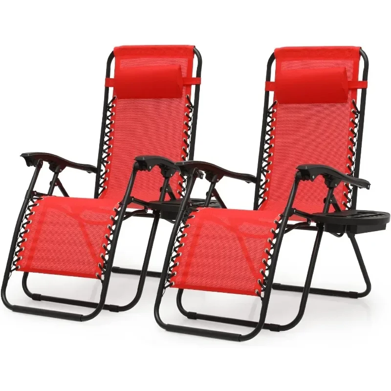 Zero Gravity Chairs Set of 2 Outdoor Folding Patio Lounge Chairs for Outside Reclining Lawn Chairs Recliner Beach